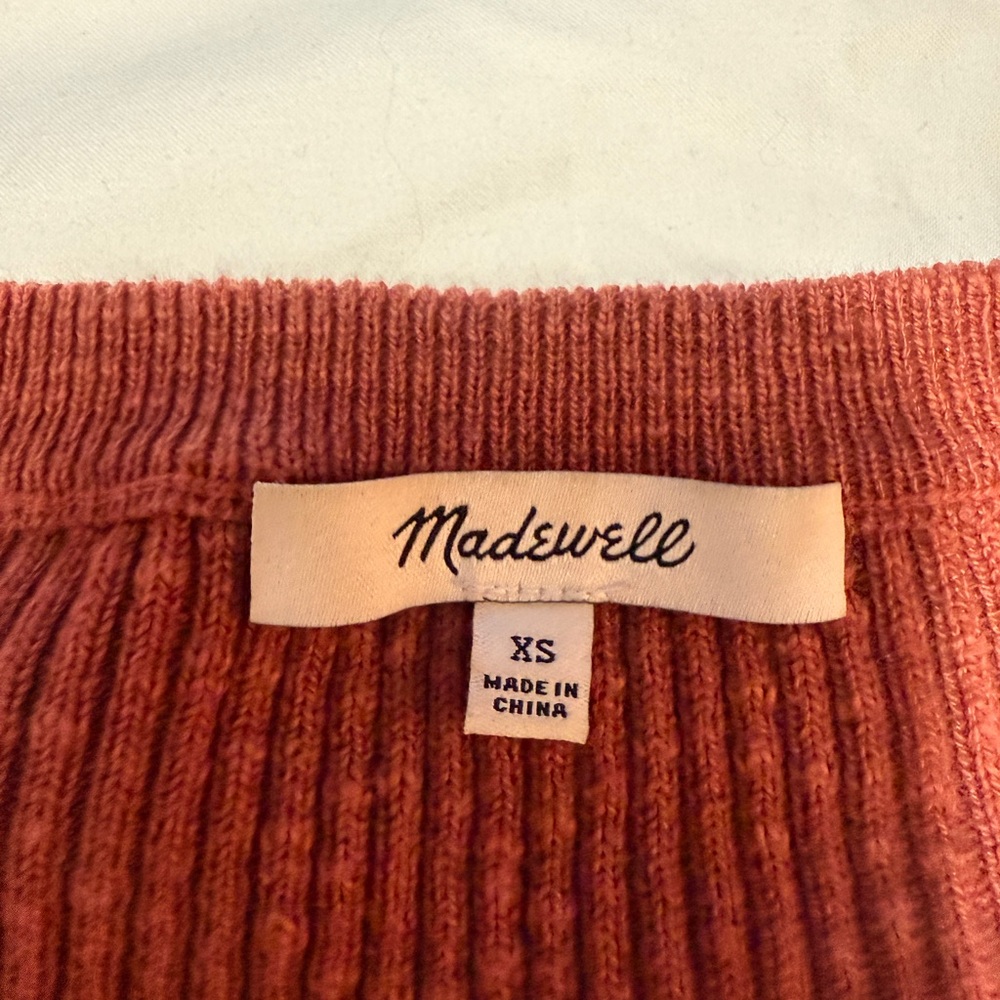 Madewell Rust Ribbed Button Front Cardigan Sweater Size XS - Picture 3 of 5